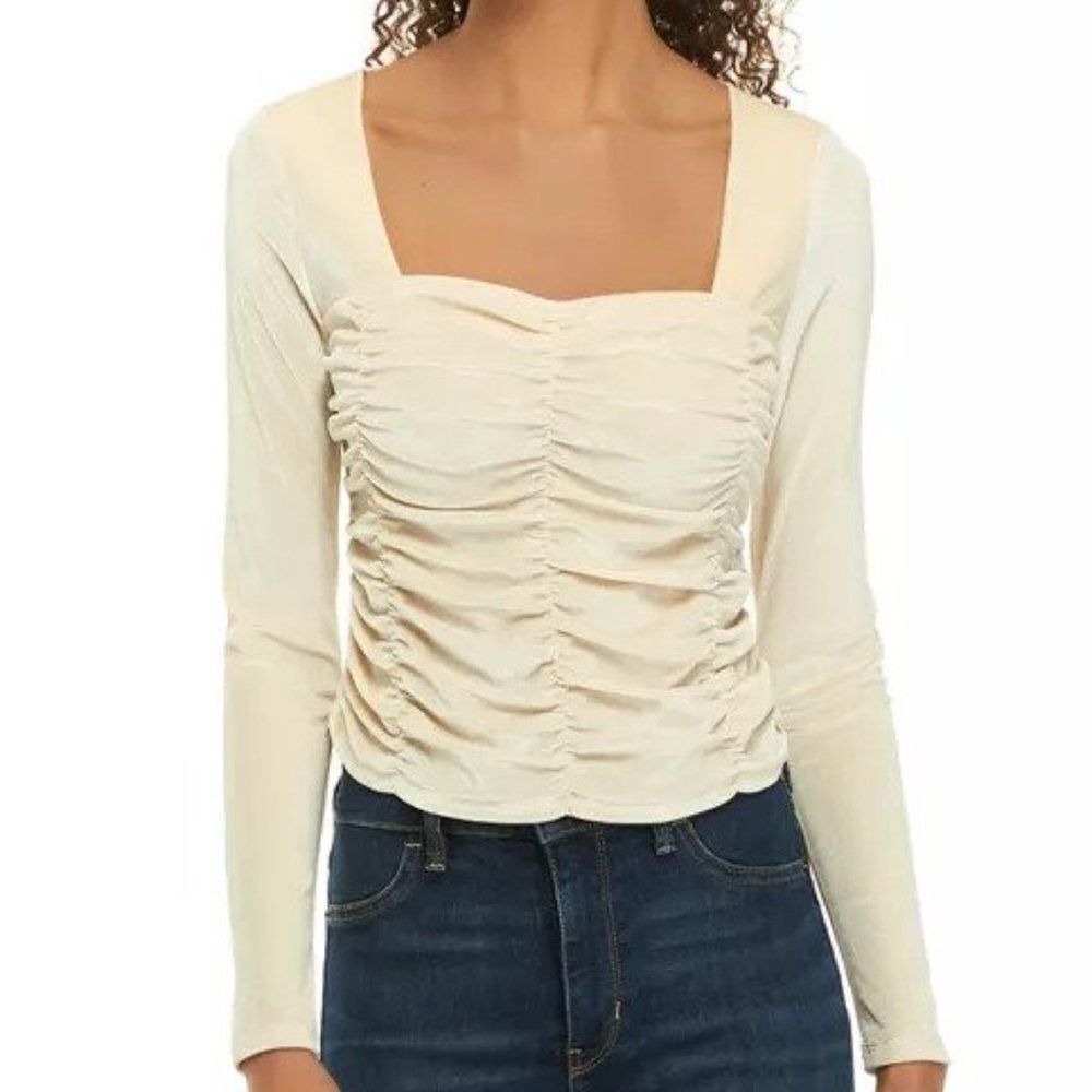 Love, Fire Juniors' Ruched Velvet Top
